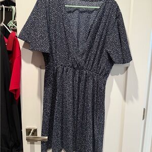 NWOT - Flutter Sleeve Navy Blue Polka Dot Dress